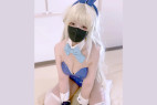 青バニー!手コキ えちえち巨乳レイヤー!手コキ頼んでみた!